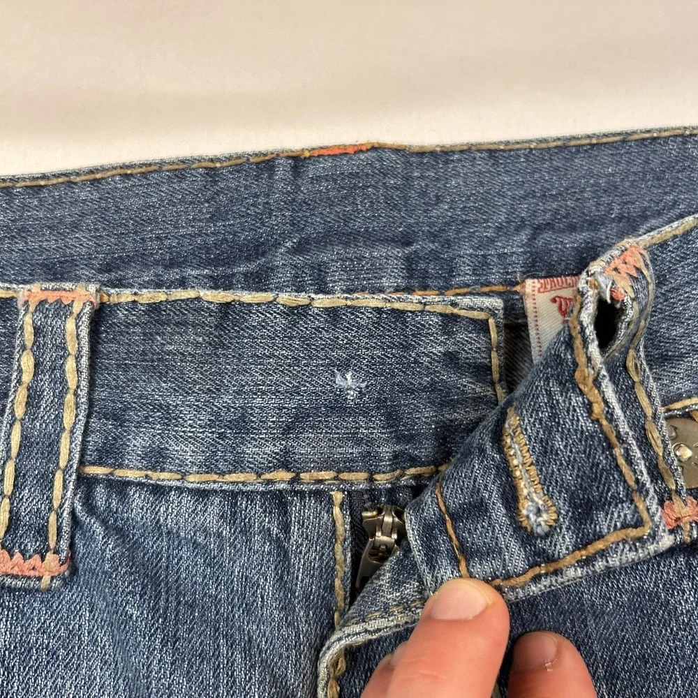 VTG True Religion Billy Super T Jeans 38x32 Made In USA Blue Denim Flare Bootcut